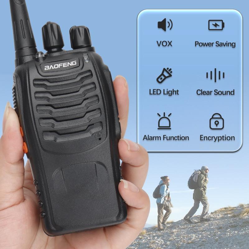 Baofeng - Professionelles Walkie-Talkie, Zwei-Wege-Funkgerät, 16 Kanäle, wiederaufladbar, Sender und Empfänger für Erwachsene mit Kopfhörern (2 Pcs), Airsoft-Funkgerät