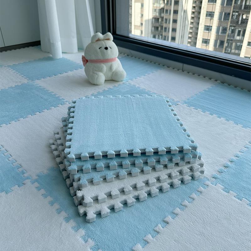 24（12+12）-teiliges Teppichset mit langen Fasern, waschbarer Bodenmatte für Schlafzimmer & Wohnzimmer, für Zuhause, 6mm EVA-Schaumbasis, Teppichmatte