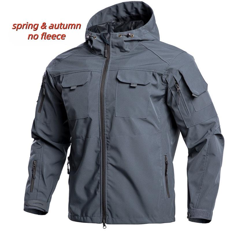 AIK-H Herren Outdoor Kapuzenjacke, Dünn & Leicht, Frühling Herbst, Winddicht Wasserdicht, Mehrtaschig