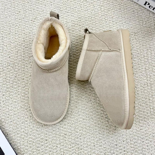 Ankle-Length Women’s Winter Boots | Leather Fur Lining | Non-Slip Thick Sole