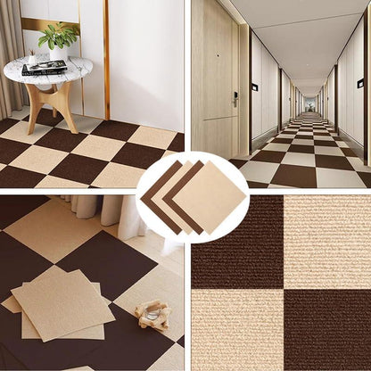 24 Stück Klebe- und Stick-Teppichfliesen, selbstklebend 12x12 Zoll, einfache Installation für Küche, Wohnzimmer, Keller