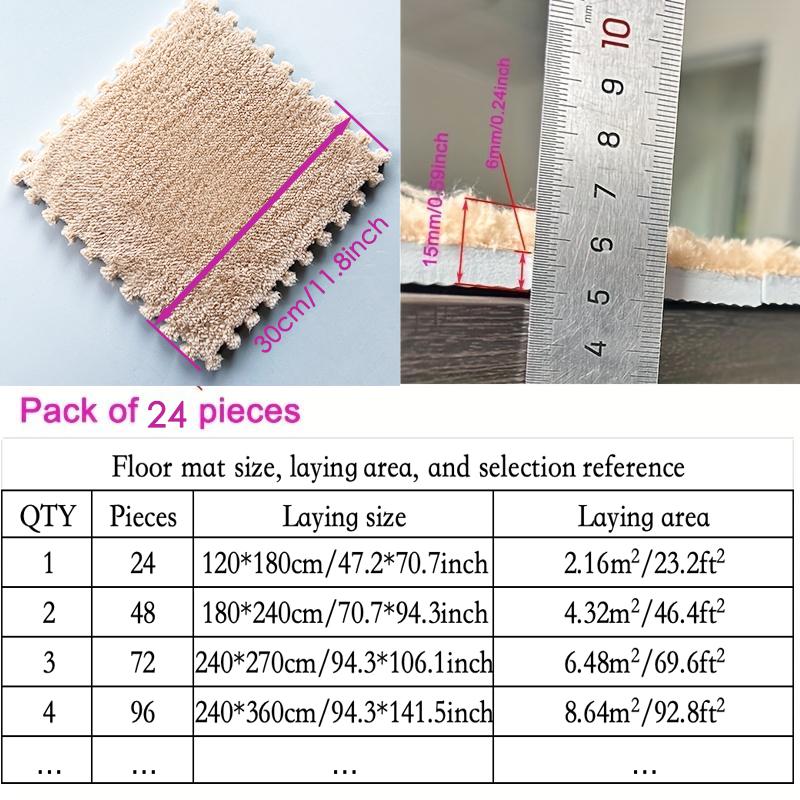 24（12+12）-teiliges Teppichset mit langen Fasern, waschbarer Bodenmatte für Schlafzimmer & Wohnzimmer, für Zuhause, 6mm EVA-Schaumbasis, Teppichmatte