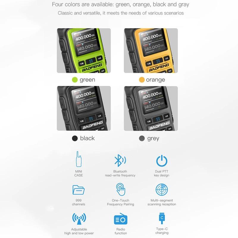 UV-5R Multiband-Mini-Walkie-Talkie, Bluetooth-Programmierung, drahtlose Frequenzkopie, 999 Kanäle, Typ-C, Zwei-Wege-Funkgerät mit großer Reichweite