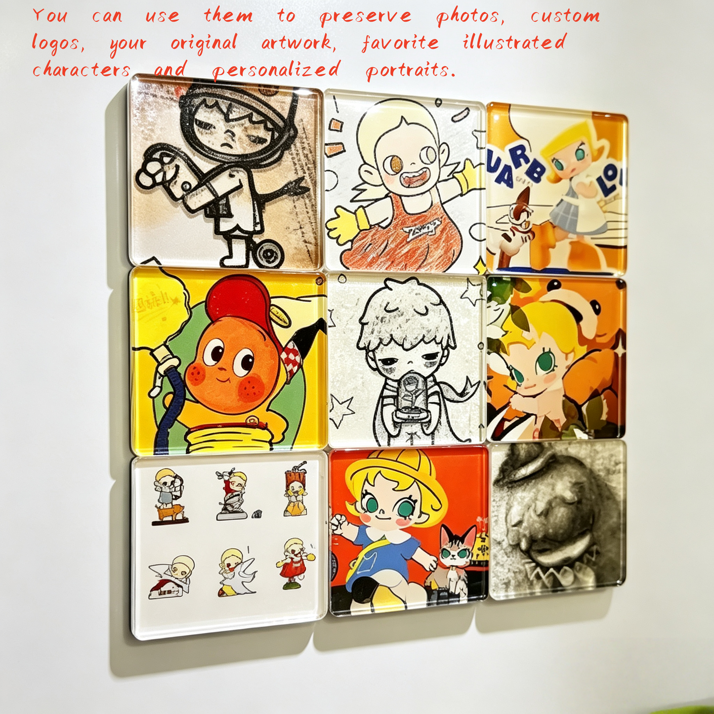 DIY Acrylic Fridge Magnets Kit(set of 10), Custom Photo Magnet Making Set, Cute Kawaii Refrigerator Magnets for Gifts & Crafts,Pokémon TCG Card