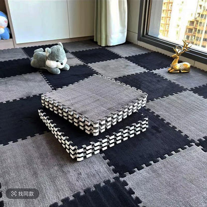 24（12+12）-teiliges Teppichset mit langen Fasern, waschbarer Bodenmatte für Schlafzimmer & Wohnzimmer, für Zuhause, 6mm EVA-Schaumbasis, Teppichmatte