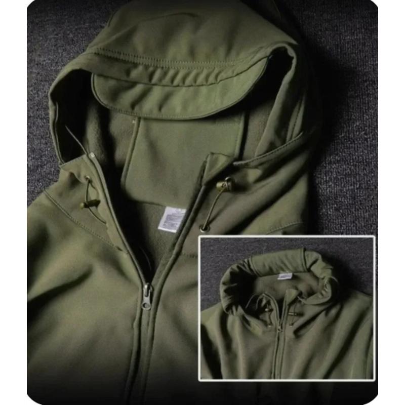 Herren Camouflage Fleece Jacke und Hose Set, Winddicht, Wind-resistant and water-resistant,Reißfest, Hohe Qualität, Weich mit mehreren Taschen, Kapuzen Design, Perfekt, 2 Pcs