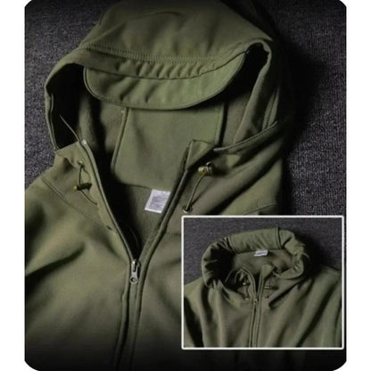 Herren Camouflage Fleece Jacke und Hose Set, Winddicht, Wind-resistant and water-resistant,Reißfest, Hohe Qualität, Weich mit mehreren Taschen, Kapuzen Design, Perfekt, 2 Pcs