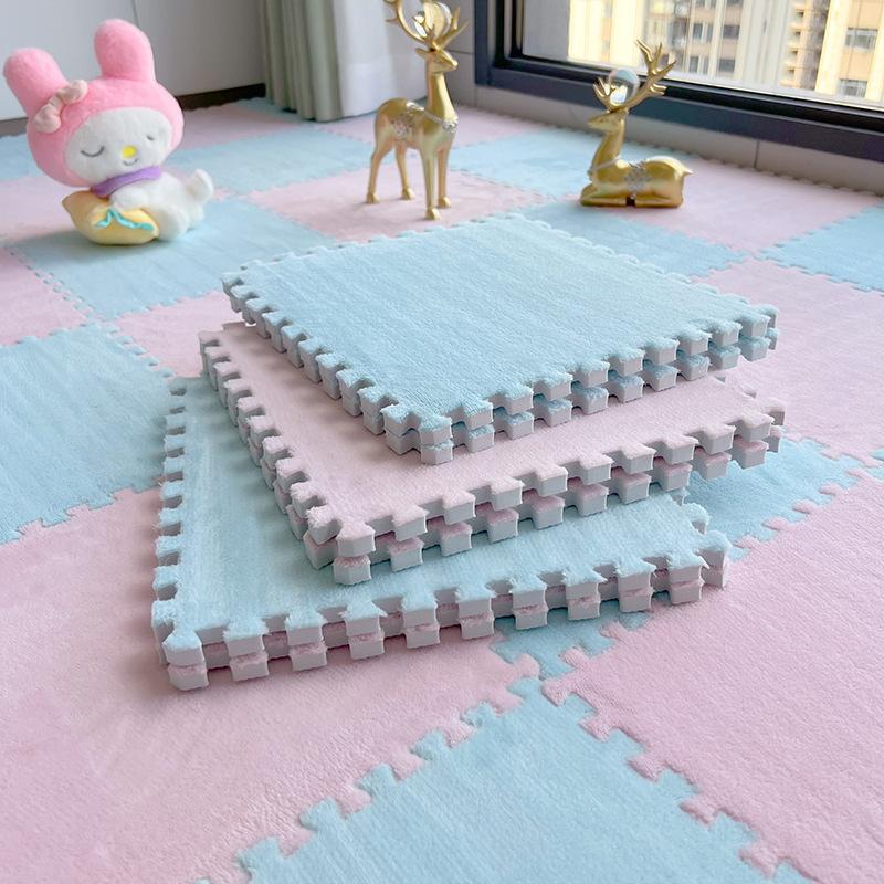 24（12+12）-teiliges Teppichset mit langen Fasern, waschbarer Bodenmatte für Schlafzimmer & Wohnzimmer, für Zuhause, 6mm EVA-Schaumbasis, Teppichmatte