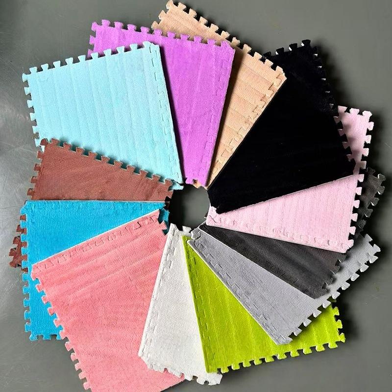 24（12+12）-teiliges Teppichset mit langen Fasern, waschbarer Bodenmatte für Schlafzimmer & Wohnzimmer, für Zuhause, 6mm EVA-Schaumbasis, Teppichmatte