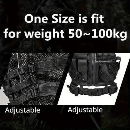 Vielseitige atmungsaktive Outdoor-Weste mit Gürtel und mehreren Taschen, taktische Vier-Jahreszeiten-Ausrüstung zum Wandern, Camping, Angeln und Training, Outdoor-Essentials, taktische Weste