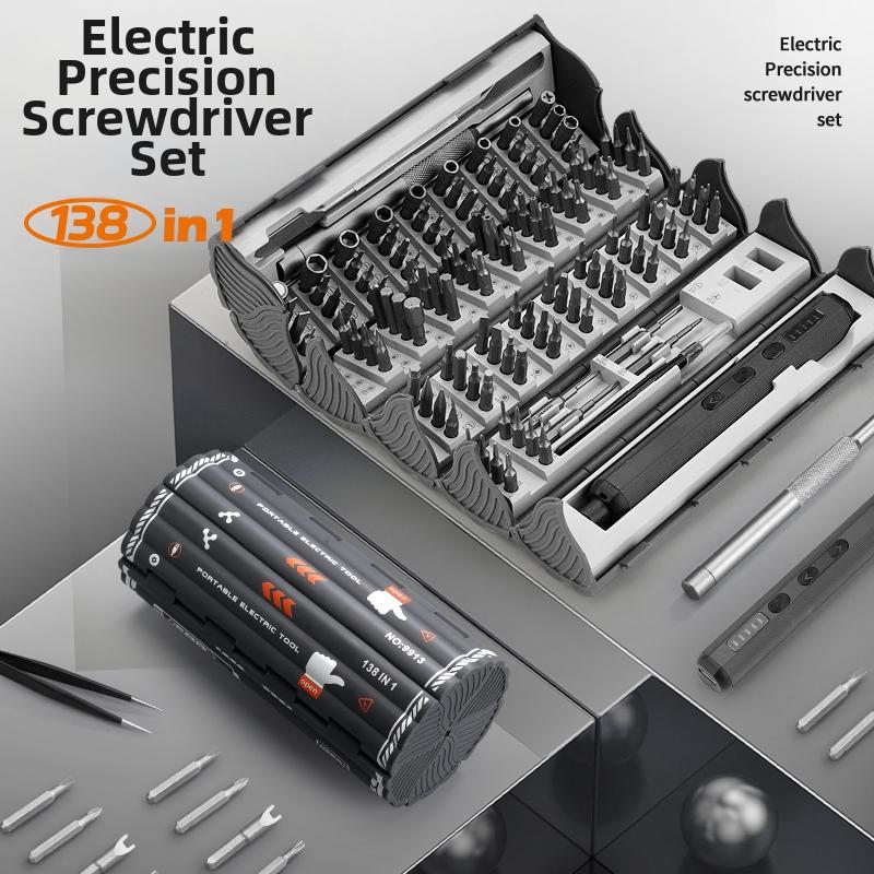 AIK - 138 in 1 Präzisionsschraubendreher-Set, 1 multifunktionales elektrisches Schraubendreher-Set, professionelles elektronisches Zubehör für PC, Xbox, Telefon, Computer