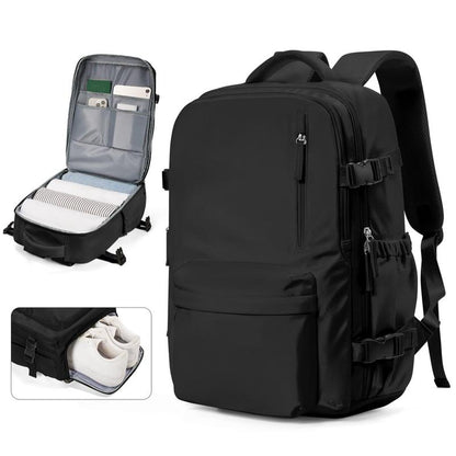 Unisex Große Reise-Rucksack, Leichter Bequemer Rucksack mit Reißverschluss und Unabhängigem Schuhfach, Robuster Laptop-Rucksack für Geschäftsreisen & Reisen