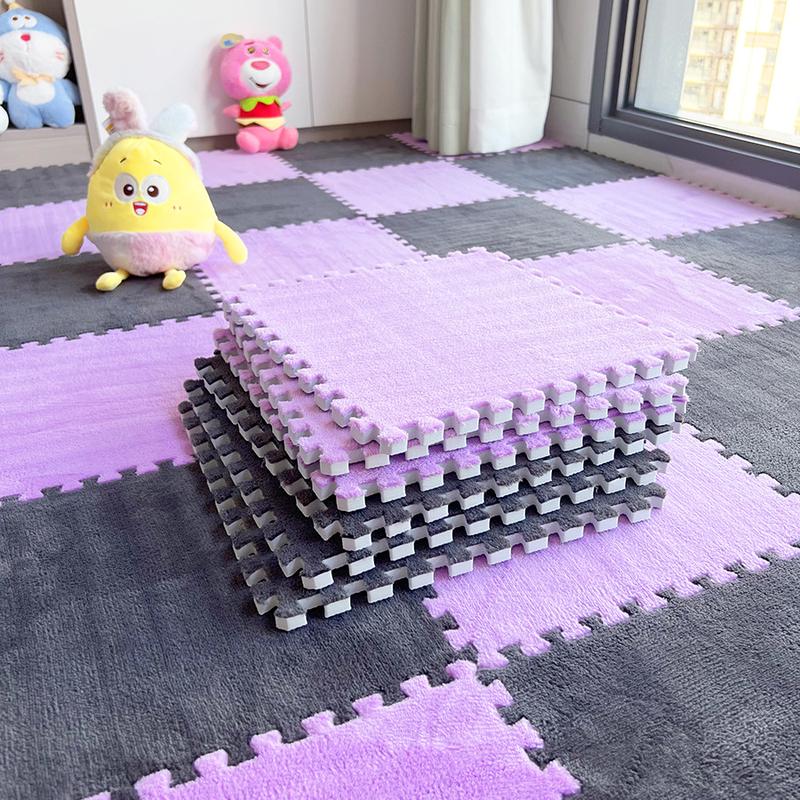 24（12+12）-teiliges Teppichset mit langen Fasern, waschbarer Bodenmatte für Schlafzimmer & Wohnzimmer, für Zuhause, 6mm EVA-Schaumbasis, Teppichmatte